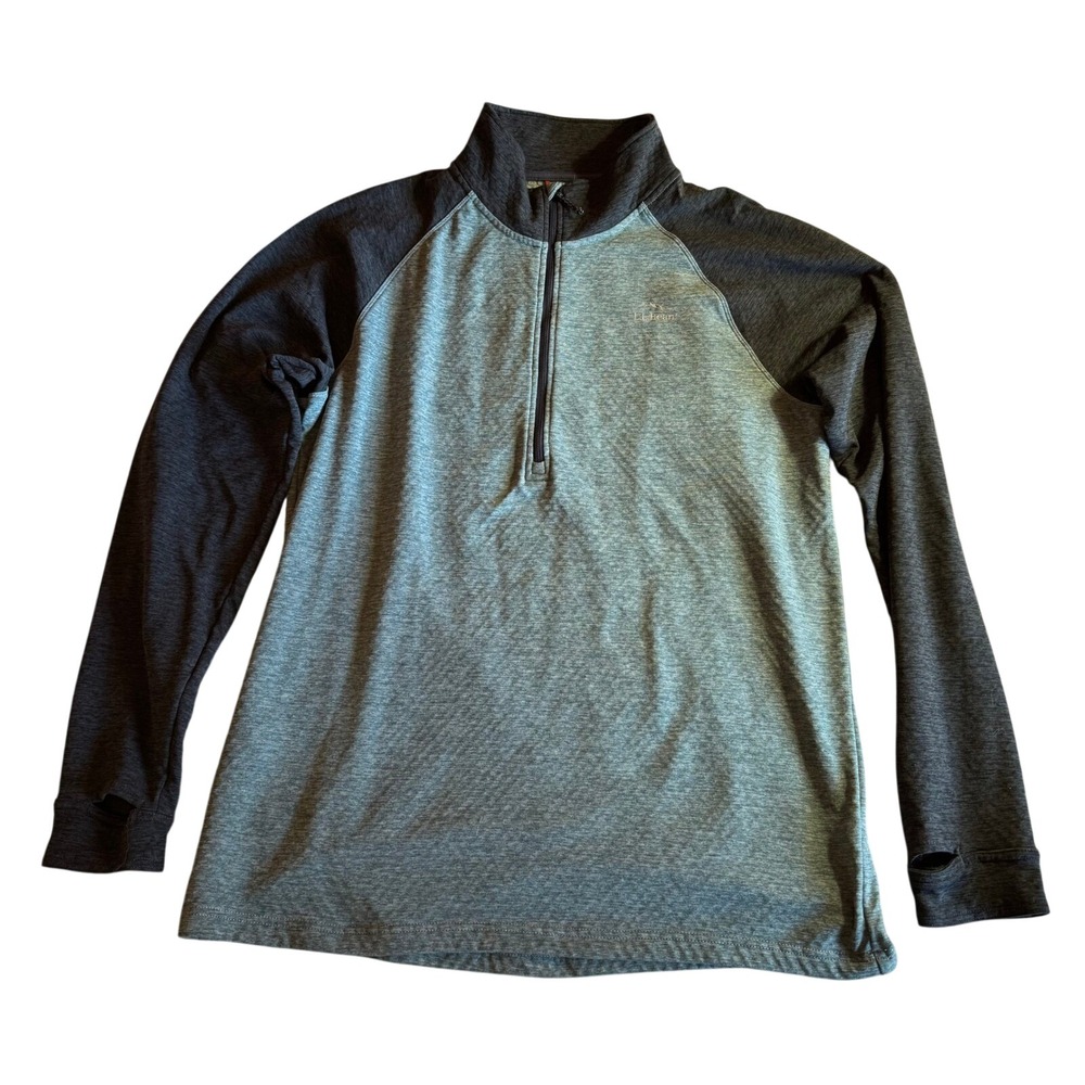 L.L. Bean Men's Adventure Grid Fleece 1/4 Zip Blue‎ Gray Size Medium Tall EUC